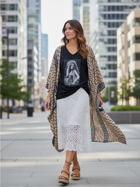 Handmade Dresses & Skirts - JANIS JOPLIN Band T  Boho Kantha Pockets Handmade One of a Kind One Size Belt